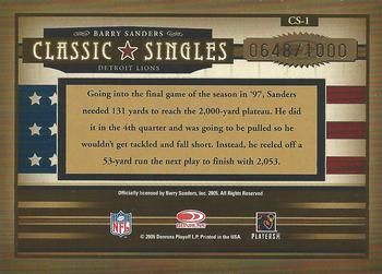 2005 Donruss Classics - Classic Singles Bronze #CS-1 Barry Sanders Back