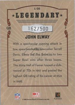 2005 Donruss Classics - Legendary Players Silver #L-20 John Elway Back