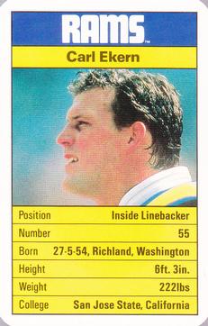 1987 Ace Fact Pack Los Angeles Rams #NNO Carl Ekern Front