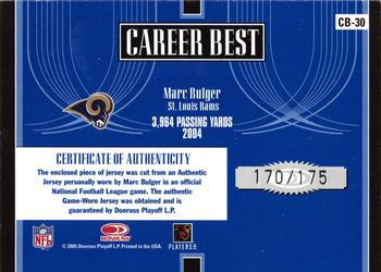 2005 Donruss Elite - Career Best Jerseys #CB-30 Marc Bulger Back