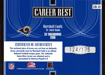 2005 Donruss Elite - Career Best Jerseys #CB-31 Marshall Faulk Back