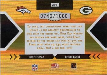 2005 Donruss Elite - Face 2 Face Gold #CB-5 John Elway / Brett Favre Back