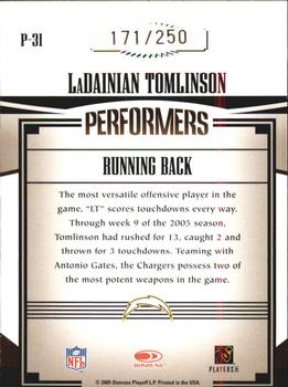 2005 Donruss Gridiron Gear - Performers Silver Holofoil #P-31 LaDainian Tomlinson Back