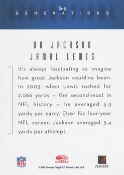 2005 Donruss Throwback Threads - Generations #G-5 Bo Jackson / Jamal Lewis Back