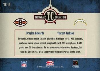 2005 Donruss Throwback Threads - Throwback Collection #TC-13 Braylon Edwards / Vincent Jackson Back