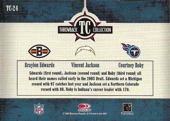 2005 Donruss Throwback Threads - Throwback Collection #TC-24 Braylon Edwards / Vincent Jackson / Courtney Roby Back