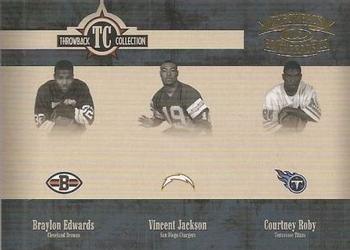 2005 Donruss Throwback Threads - Throwback Collection #TC-24 Braylon Edwards / Vincent Jackson / Courtney Roby Front