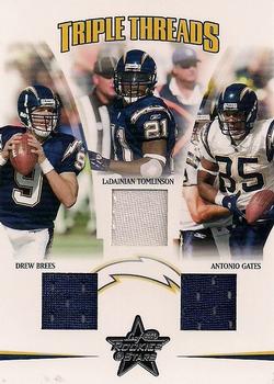 2005 Leaf Rookies & Stars - Triple Threads #TT-20 Drew Brees / LaDainian Tomlinson / Antonio Gates Front