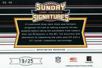 2005 Leaf Rookies & Stars Longevity - Sunday Signatures Gold #SS-42 Sonny Jurgensen Back