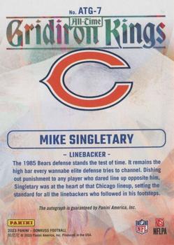 2023 Donruss - All-Time Gridiron Kings Autographs #ATG-7 Mike Singletary Back