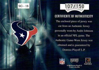 2005 Playoff Absolute Memorabilia - Star Gazing Jersey Prime #SG-18 Andre Johnson Back