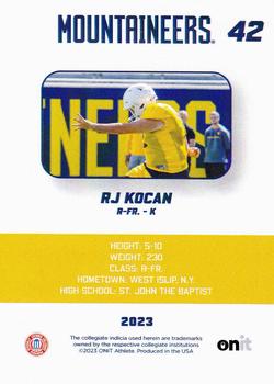 2023 ONIT Athlete West Virginia Mountaineers #NNO RJ Kocan Back