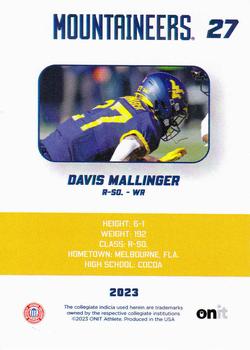 2023 ONIT Athlete West Virginia Mountaineers #NNO Davis Mallinger Back
