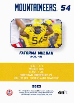 2023 ONIT Athlete West Virginia Mountaineers #NNO Fatorma Mulbah Back