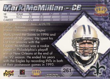 1997 Pacific Crown Collection #261 Mark McMillian Back