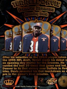 1997 Pacific Crown Collection - Gold Crown Die Cuts #9 Terrell Davis Back