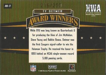 2005 Playoff Honors - Award Winners Foil #AW-17 Ty Detmer Back