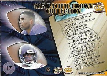 1997 Pacific Crown Collection - Team Checklists #17 Brad Johnson / Cris Carter / Jake Reed Back