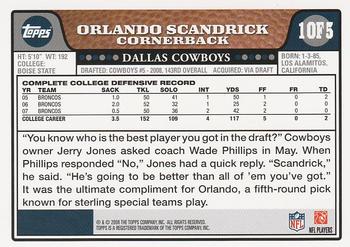 2008 Topps - Dallas Cowboys Rookies #1 Orlando Scandrick Back