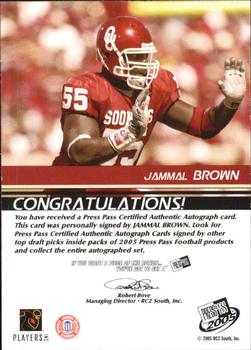2005 Press Pass - Autographs Bronze #NNO Jammal Brown Back