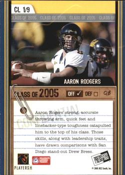 2005 Press Pass SE - Class of 2005 #CL 1 Aaron Rodgers Back