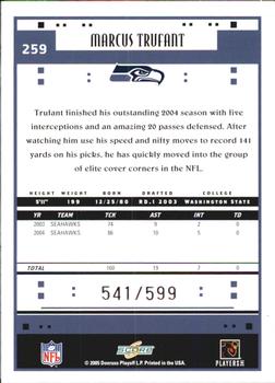 2005 Score - Scorecard #259 Marcus Trufant Back