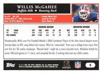 2005 Topps 1st Edition #8 Willis McGahee Back