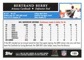 2005 Topps 1st Edition #133 Bertrand Berry Back