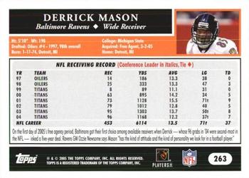 2005 Topps 1st Edition #263 Derrick Mason Back
