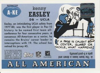 2005 Topps All American - Autographs Chrome Refractors #A-KE Kenny Easley Back