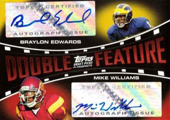 2005 Topps Draft Picks & Prospects - Double Feature Dual Autographs #DF-EW Braylon Edwards / Mike Williams Front