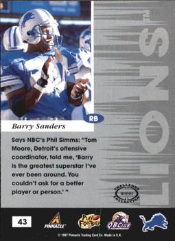 1997 Pinnacle Inscriptions #43 Barry Sanders Back
