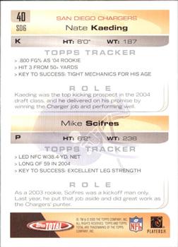 2005 Topps Total - Silver #40 Mike Scifres / Nate Kaeding Back