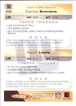 2005 Topps Total - Silver #96 Kevin Lewis / Carlos Emmons Back