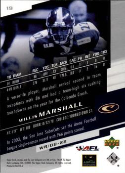 2005 Upper Deck AFL #19 Willis Marshall Back