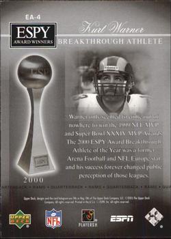 2005 Upper Deck ESPN - ESPY Award Winners #EA-4 Kurt Warner Back