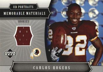 2005 Upper Deck Portraits - Memorable Materials #MM-CA Carlos Rogers Front