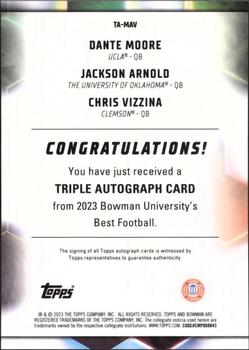 2023 Bowman Best University - Triple Autographs Red Refractor #TA-MAV Dante Moore / Christopher Vizzina / Jackson Arnold Back