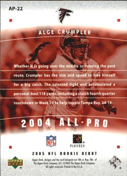 2005 Upper Deck Rookie Debut - All-Pros #AP-22 Alge Crumpler Back