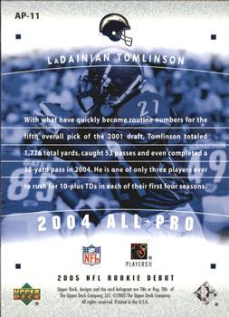 2005 Upper Deck Rookie Debut - All-Pros Blue #AP-11 LaDainian Tomlinson Back