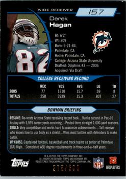 2006 Bowman - Blue #157 Derek Hagan Back