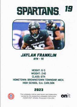 2023 ONIT Athlete Michigan State Spartans #NNO Jaylan Franklin Back