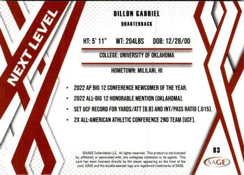 2024 SAGE HIT - Silver #83 Dillon Gabriel Back