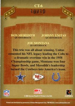 2006 Donruss Classics - Classic Triples Platinum #CT-6 Don Meredith / Joe Montana / Johnny Unitas Back