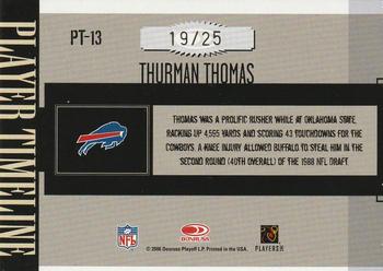2006 Donruss Gridiron Gear - Player Timeline Autographs #PT-13 Thurman Thomas Back