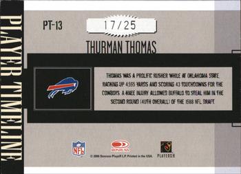 2006 Donruss Gridiron Gear - Player Timeline Platinum #PT-13 Thurman Thomas Back