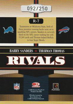 2006 Donruss Gridiron Gear - Rivals Silver #R-7 Barry Sanders / Thurman Thomas Back
