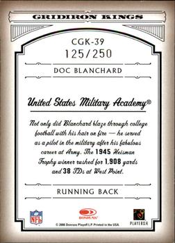 2006 Donruss Threads - College Gridiron Kings Silver Holofoil #CGK-39 Doc Blanchard Back