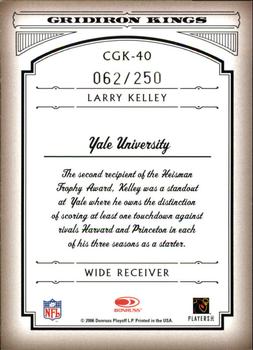 2006 Donruss Threads - College Gridiron Kings Silver Holofoil #CGK-40 Larry Kelley Back