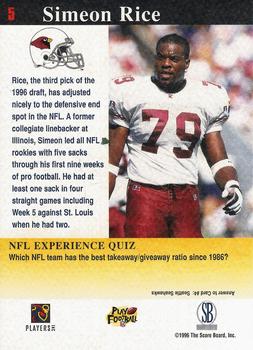 1997 Score Board NFL Experience #5 Simeon Rice Back